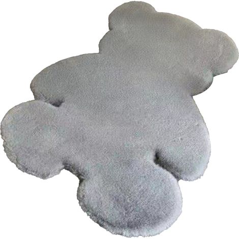 Tapis de chambre mignon en forme d'ours, doux et duveteux, pour chambre d'enfant ou d'adolescente, gris, 45 x 60 cm
