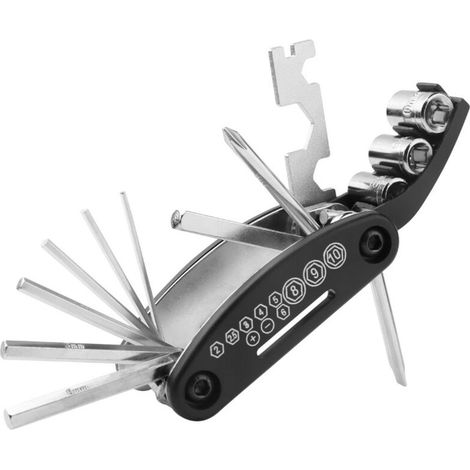 Faltbares Multifunktions-Reparaturwerkzeug – Kombi-Set für Fahrrad und Auto, für Reifen und kleinere Reparaturen, kompakt und komplett (1/4)