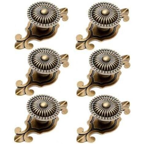 6 Pièces Bouton de Meuble Rétro 2 en 1 Poignée pour Armoire Tiroir avec Vis Bronze (1/4)