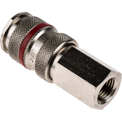Raccord rapide pneumatique RS PRO, Filetage vers Femelle G 1/4 Femelle 1/4pouces PLC 60, Rectus 19 en Laiton ( Prix pour 1 ) (1/3)