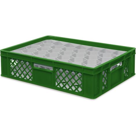 BRB Gläserkiste 600x400 mm für 15, 24, 33 oder 40 Gläser, farbig (Grün, für 33 Gläser Ø 75 mm, Glashöhe max 122 mm)
