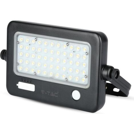 Foco solar LED V-TAC de 10 W con sensor PIR, USB, batería, blanco natural, IP65 (1/5)