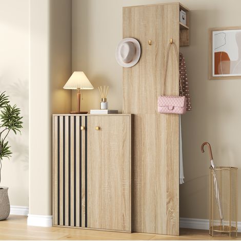 Table basse ovale 100 x 50 x 36 cm en MDF effet bois avec rangement - CHICFURN (1/5)
