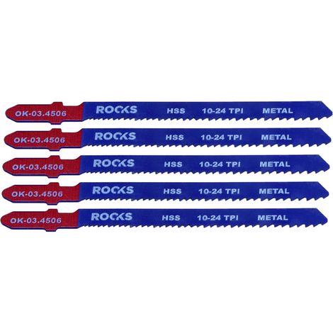 Lame per Seghetto Alternativo ROOKS HSS Tipo T per Metallo 100 mm 10–24 TPI – Set 5 Pezzi (OK-03.4506)