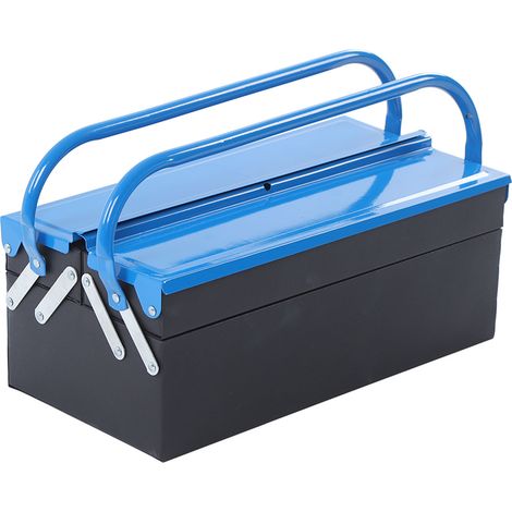 Boîte à outils en métal à 2 niveaux et 3 plateaux, pliable et portable, pour la réparation et l'entretien de la maison et de la voiture (1/5)