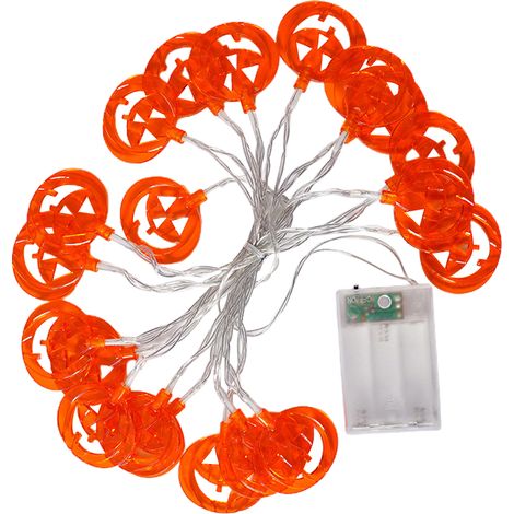 Guirlande lumineuse Halloween 20 LED orange 3 mètres, citrouille 3D lanterne décorative pour fêtes d’intérieur et extérieur, Thanksgiving