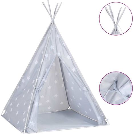 Tente tipi pour enfants avec sac Polyester Gris 115x115x160 cm
