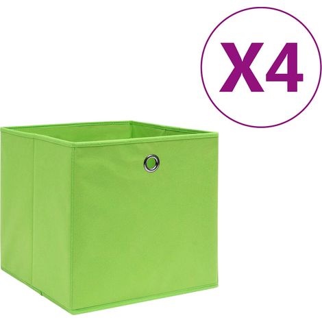 Cajas de almacenaje 4 uds tela no tejida verde 28x28x28 cm vidaXL