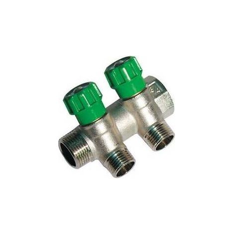 COLLETTORE LINEARE CON RUBINETTI D'ARRESTO 2 DERIVAZIONI IMPEX 3/4 x 1/2 DH