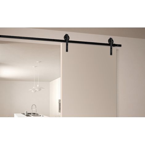 Randaco Système porte coulissante Système de porte coulissante Ferrure de porte coulissante Guidage de porte Poignée de porte Porte en bois—Riesenrad—200cm (1/4)