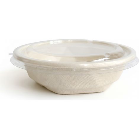 Bol jetable à facettes très épais 500 ml avec couvercle en PET