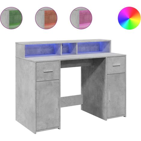 Maison Exclusive - LED-Schreibtisch Betongrau 120x55x91 cm Holzwe