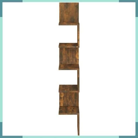815210 étagère d'angle murale Chêne fumé 20x20x127,5cm Bois ingénierie (1/5)