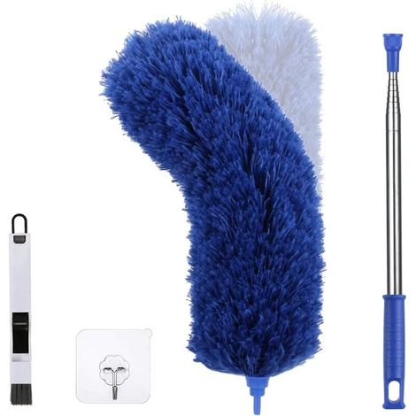 Plumero Plumero Telescópico Plumero de Microfibra con Mango de Acero Inoxidable Plumero Lavable Azul Oscuro Perfecto para quitar el polvo de tu casa o coche (1/5)