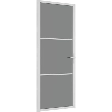 Porte intérieure,Porte d'entrée 83x201,5 cm Blanc Verre ESG et aluminium CFW44398 (1/5)