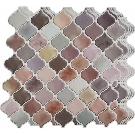 Lot de 10 autocollants muraux 3D imperméables de style arabesque pour décoration de cuisine, salle de bain (1/5)