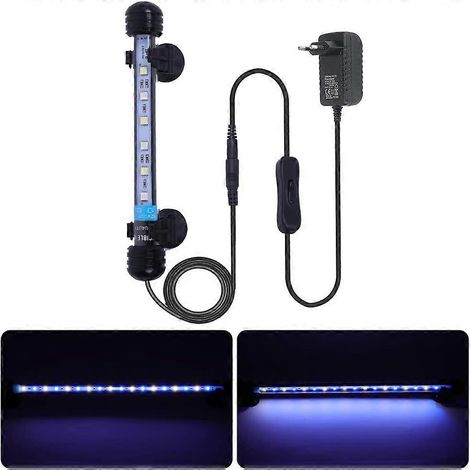 Éclairage LED pour aquarium, lampe étanche pour poissons dragons, bleu et blanc, 18 cm [Classe énergétique G] (1/5)
