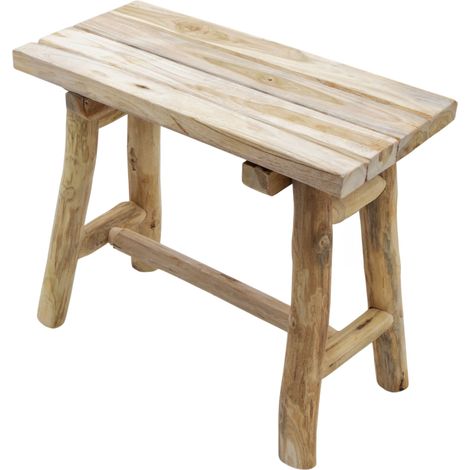Teakholz Blumenhocker natur rechteckig - 43 x 38 cm - Massivholz Deko Bank Landhaus rustikal - Echtholz Pflanzenständer