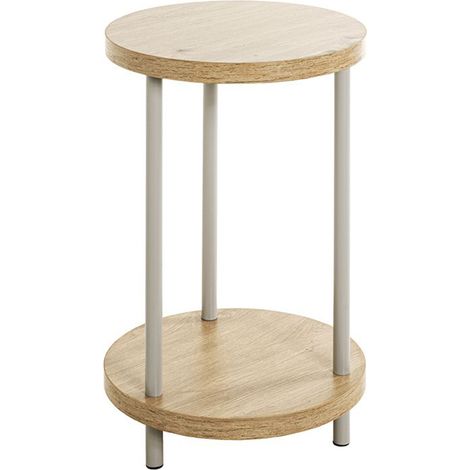 Table d'appoint en bois coloris chêne clair et métal coloris gris -diamètre 30 x hauteur 50 cm (1/4)