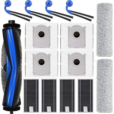 X9 Pro Omni 15-teiliges Ersatzteilset für Ecovacs Deebot X9 Pro Omni / X9 Pro Saugroboter: 1 Hauptbürste, 2 Walzenbürsten, 4 HEAP-Filter, 4 Staubbeutel, 4 Seitenbürsten (1/5)