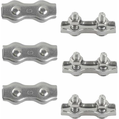 M6 Duplex Clips Serre-câbles en Acier Inoxydable 304 Pinces Duplex pour Filin pour Cordes à Linge en Câble Métallique Voiles de Soleil Suspendues Patio Fixe 6 pièces (1/5)