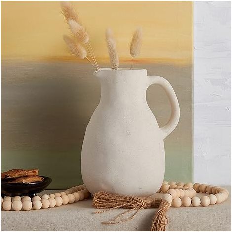 Vase en Céramique, Grand Vase à Fleurs Blanc, Décoration Vase de Table Moderne, Vase Décoratif de Haute Qualité, pour Maison, Fête, Centre de Table de Mariage(21cm) (1/5)
