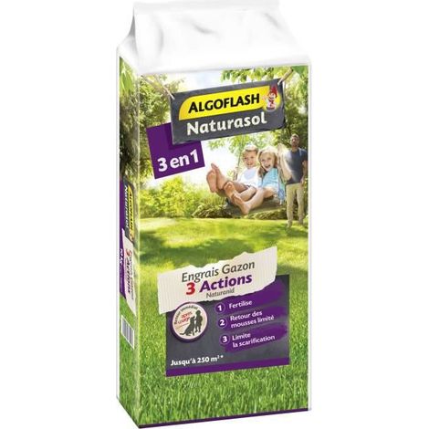 ALGOFLASH NATURASOL Concime per Prato AG3BIO250 3 Azioni Naturanid - 10 kg