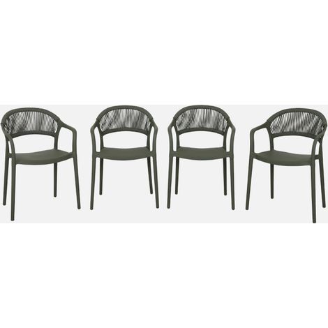 Silla de jardín apilable con efecto cuerda, set de 4 (1/5)