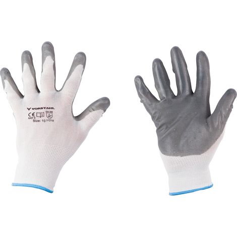 Gants de protection en polyester avec doublure en nitrile, paquet de 12, taille 10, qualité Vorstahl (1/4)