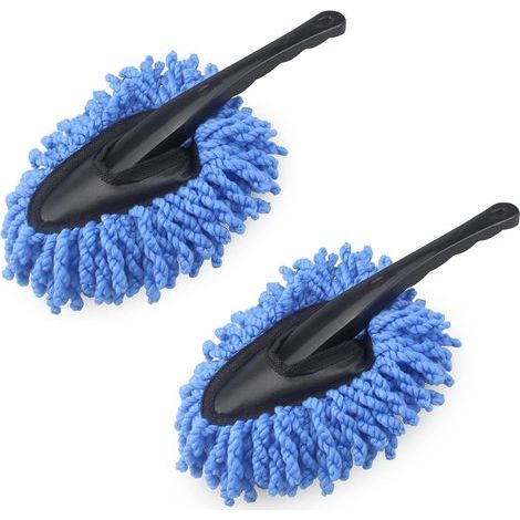 2-teiliges Auto-Wachsbürsten-Set, weiche Mikrofaser-Detailing-Bürste zum Staubwischen, tragbare Auto-Staubbürste, Bürsten für Autos, Fahrräder und Boote (Blau), abnehmbarer Kopf, Griff mit Aufhängeloc (1/5)