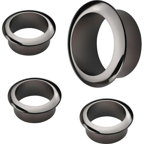 Kabelmanagement aus Kunststoff, Ø 40 mm – Set mit 4 Tischdurchführungen mit Abdeckung zur Kabelführung auf einem Tisch