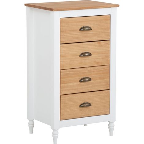 Commode avec 4 tiroirs en MDF blanc (1/5)