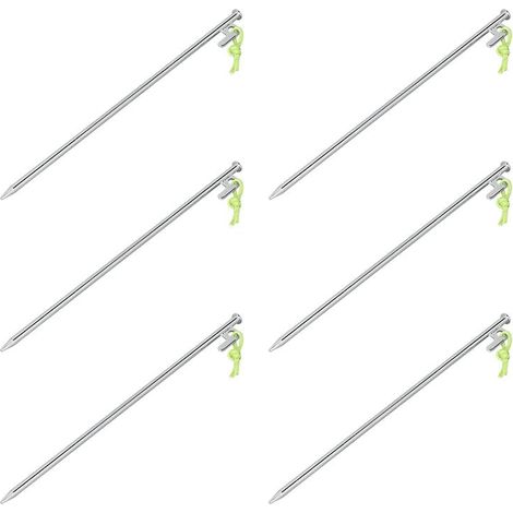 Piquets dancrage en acier galvanise 40 cm crochet en p lot de 6 (1/5)