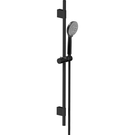 Ensemble complet de barres de douche coulissantes noir mat
