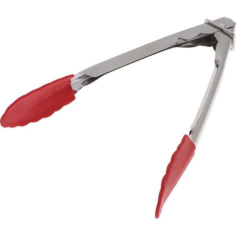 Pince à nourriture en acier inoxydable en silicone pince à salade pince à steak rouge (1/5)