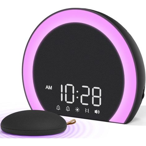 Réveil lumineux avec Vibrations Puissantes - Double Alarme, Veilleuse 9 Couleurs, Volume 115 dB, 8 Sonneries, Réglage Luminosité 0-100%, Charge USB-C, Réveil numérique pour Sourds/Enfants/Adultes (1/5)