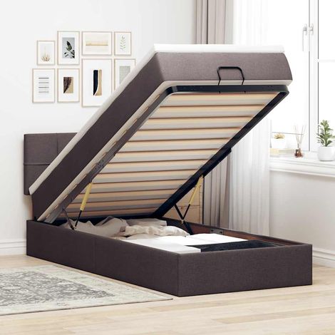 vidaXL Lit ottoman avec matelas marron foncé 100x200 cm tissu (1/5)