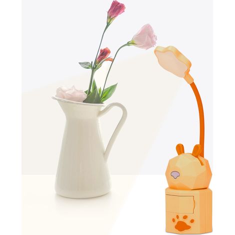 Lampe de bureau flexible universelle à motif dessin animé, rechargeable par USB, avec protection des yeux, idéale pour la lecture et l'apprentissage des étudiants. Elle offre un rangement créatif et s (1/5)