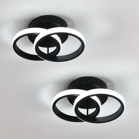 2 Pièces Plafonnier LED en Acrylique, Blanc Froid 6500K, 25CM Noir (1/5)