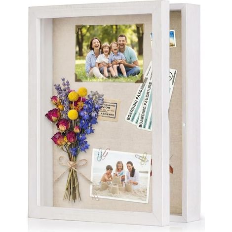 Boîte de Présentation Shadow Box Cadre Photo 28x35 cm Blanc (1/5)