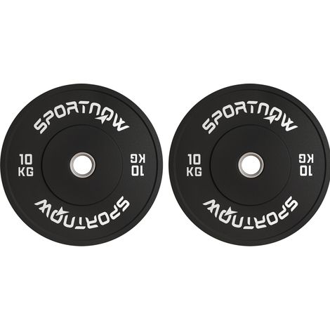 Set di 2 dischi pesi olimpici 2 x 10 kg in gomma per bilanciere 50 mm neri OKWISH (1/5)