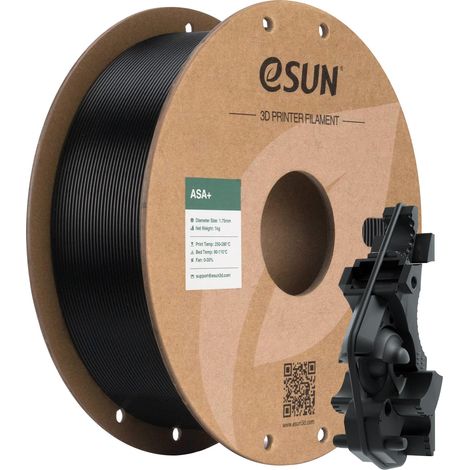 Filament ASA 1.75mm, Filament d’Impression Résistant aux Intempéries pour Pièces Fonctionnelles Extérieures, Bobine de 1KG pour Imprimantes 3D, Noir (1/5)