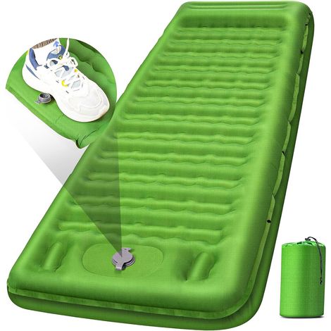 Tapis de sol de camping ultraléger avec pompe intégrée, imperméable, matelas gonflable pour la randonnée, le camping, les séjours d'une nuit sous la tente, tapis de sol compact et confortable pour les (1/4)
