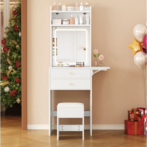 Toeletta con specchio LED pieghevole 75x45x156 cm OKMYHOME (1/5)