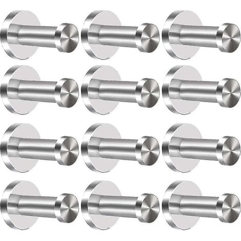 Lot de 12 patères murales en acier inoxydable, crochets pour penderie, fixation murale (1/5)