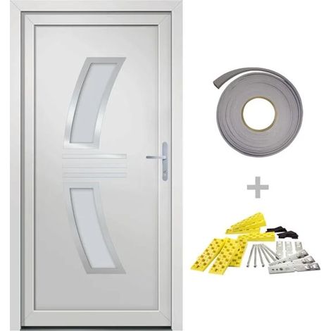Porte d'entrée en PVC blanc, 88 x 200 cm
