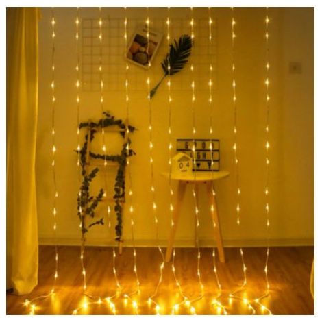Guirlandes lumineuses Cascade LED Débit D'eau Effet De Neige Rideau Fée Suspendue Scintillant Débit D'eau Lumière pour Lampe Décor (3 × 2m,240leds,Blanc Chaud) (1/4)