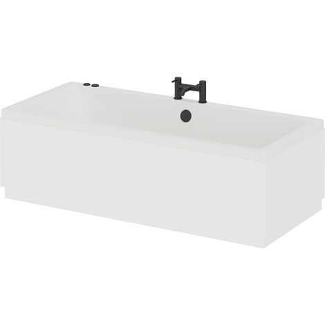 Square 1700mm x 750mm 6 Jet Matt Black V-Tec Double Ended Whirlpool Bath (1/5)