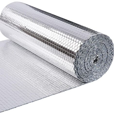 50cmx10M Isolant Thermique en Film Aluminisé a Bulles Double Face 5mm Résistant pour Réflecteur radiateur de Chaleur et Protéger Contre Froid Idéal pour Fenetre, Voiture, Radiateur (1/5)