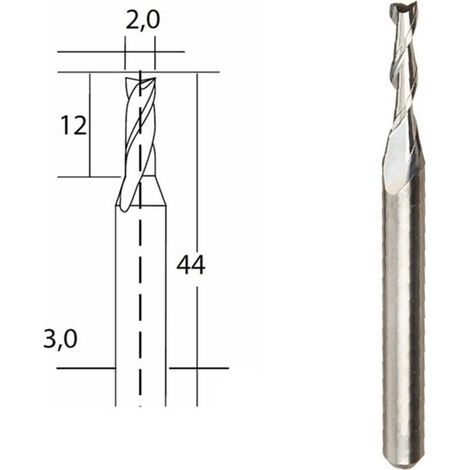 Proxxon – Fraise en métal renforcé Ø 2 mm – Pour fraisage de précision sur acier et métaux durs – Embouts forêt – Diamètre de l'axe Ø 3 mm